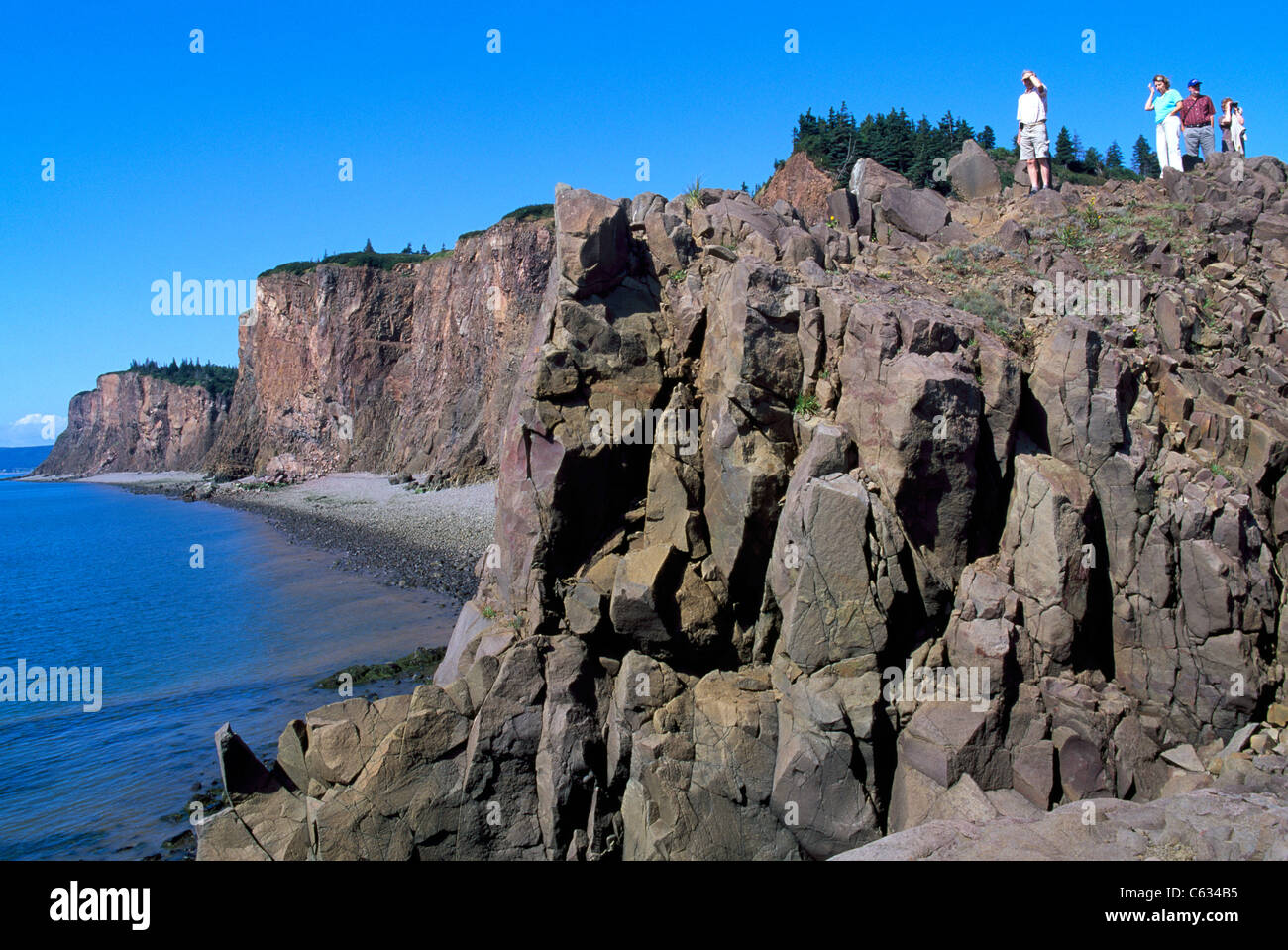 Cape d'Or, Nouvelle-Écosse, Canada - falaises de basalte le long de côte sauvage de la baie de Fundy Banque D'Images