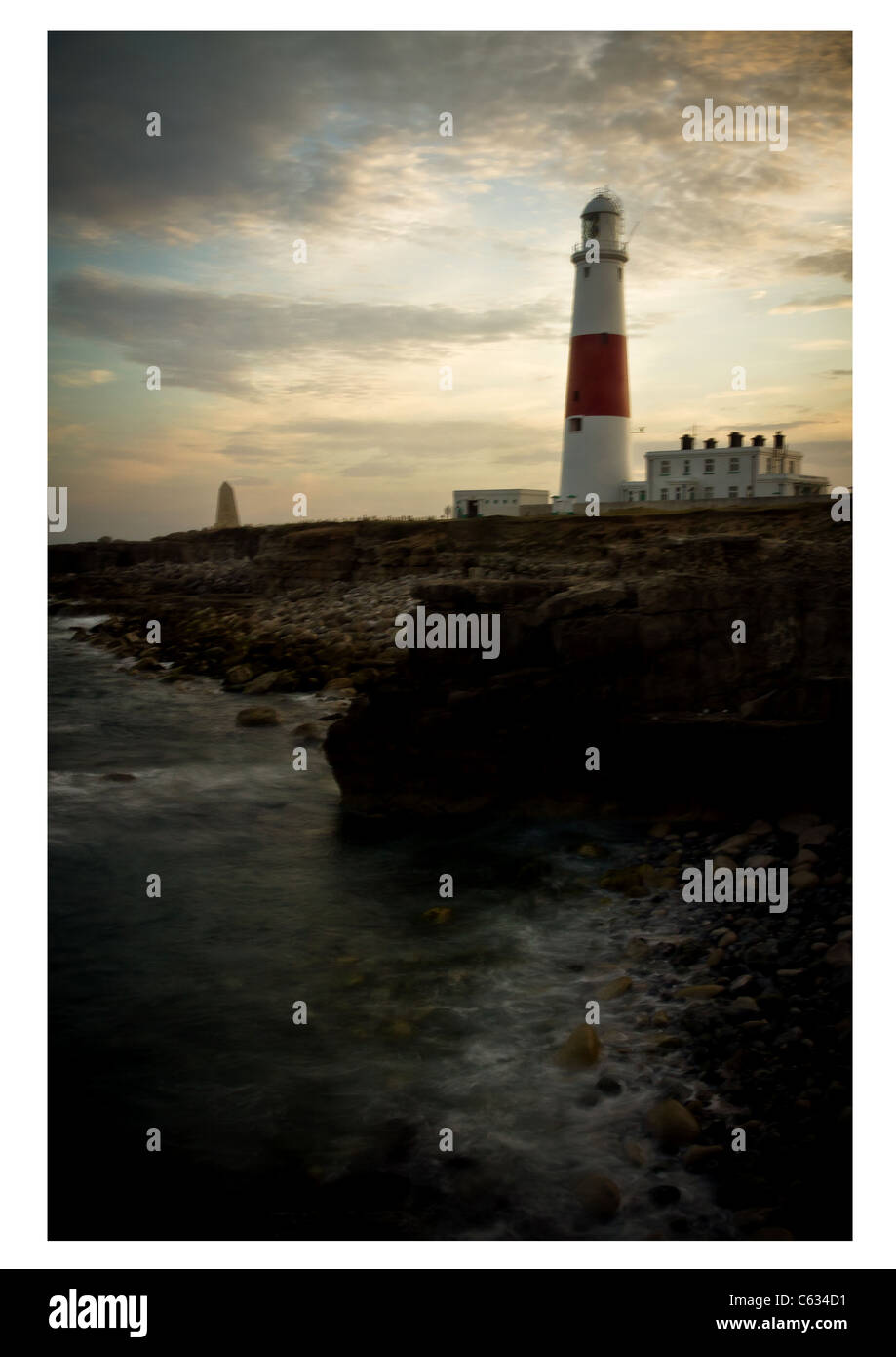 Une photo de phare de Portland Portland Bill au Royaume-Uni, prises au coucher du soleil. Banque D'Images