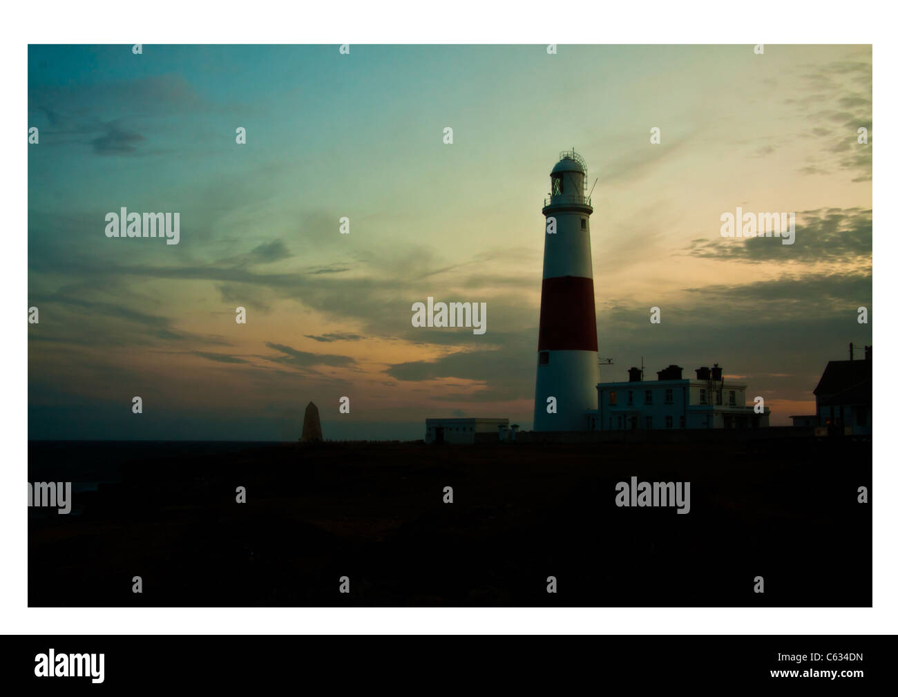 Une photo de phare de Portland Portland Bill au Royaume-Uni, prises au coucher du soleil. Banque D'Images