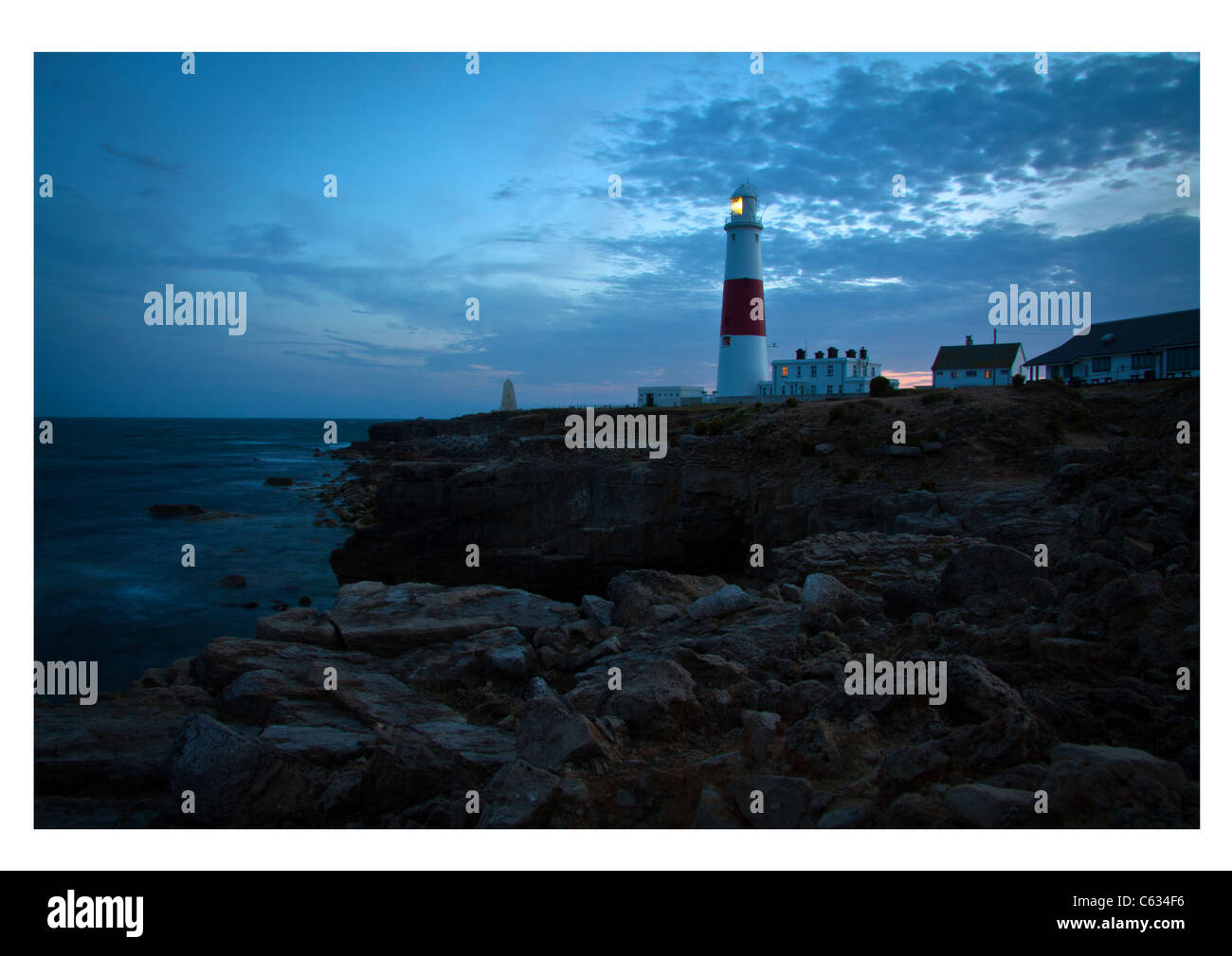 Une photo de phare de Portland Portland Bill au Royaume-Uni, prises au coucher du soleil. Banque D'Images