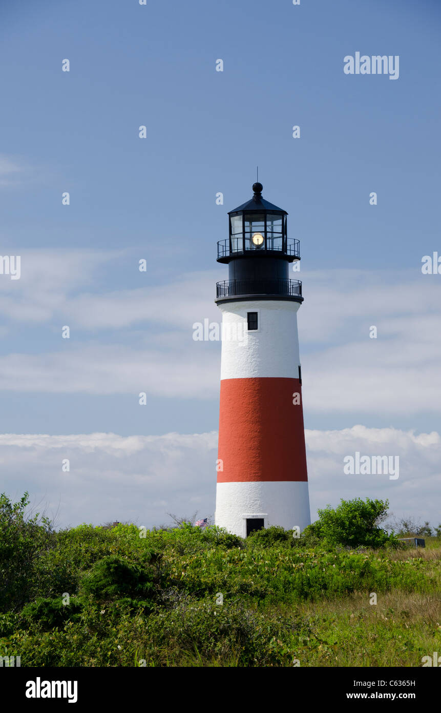 Le Massachusetts, Nantucket. Sankaty Head, phare de Sankaty, est. 1850. Banque D'Images