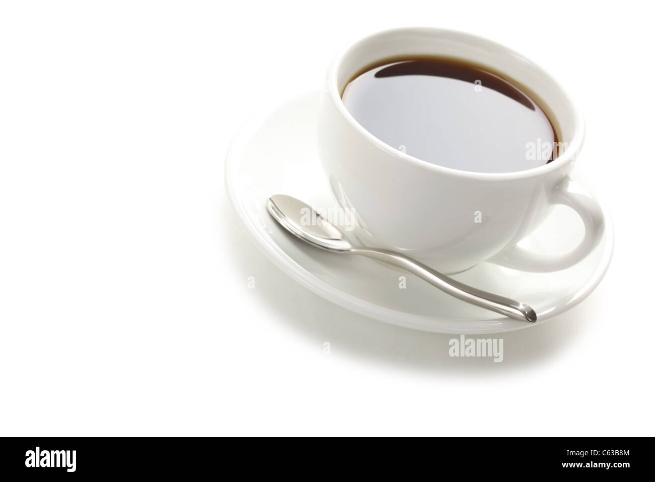 Tasse de café sur fond blanc. Banque D'Images