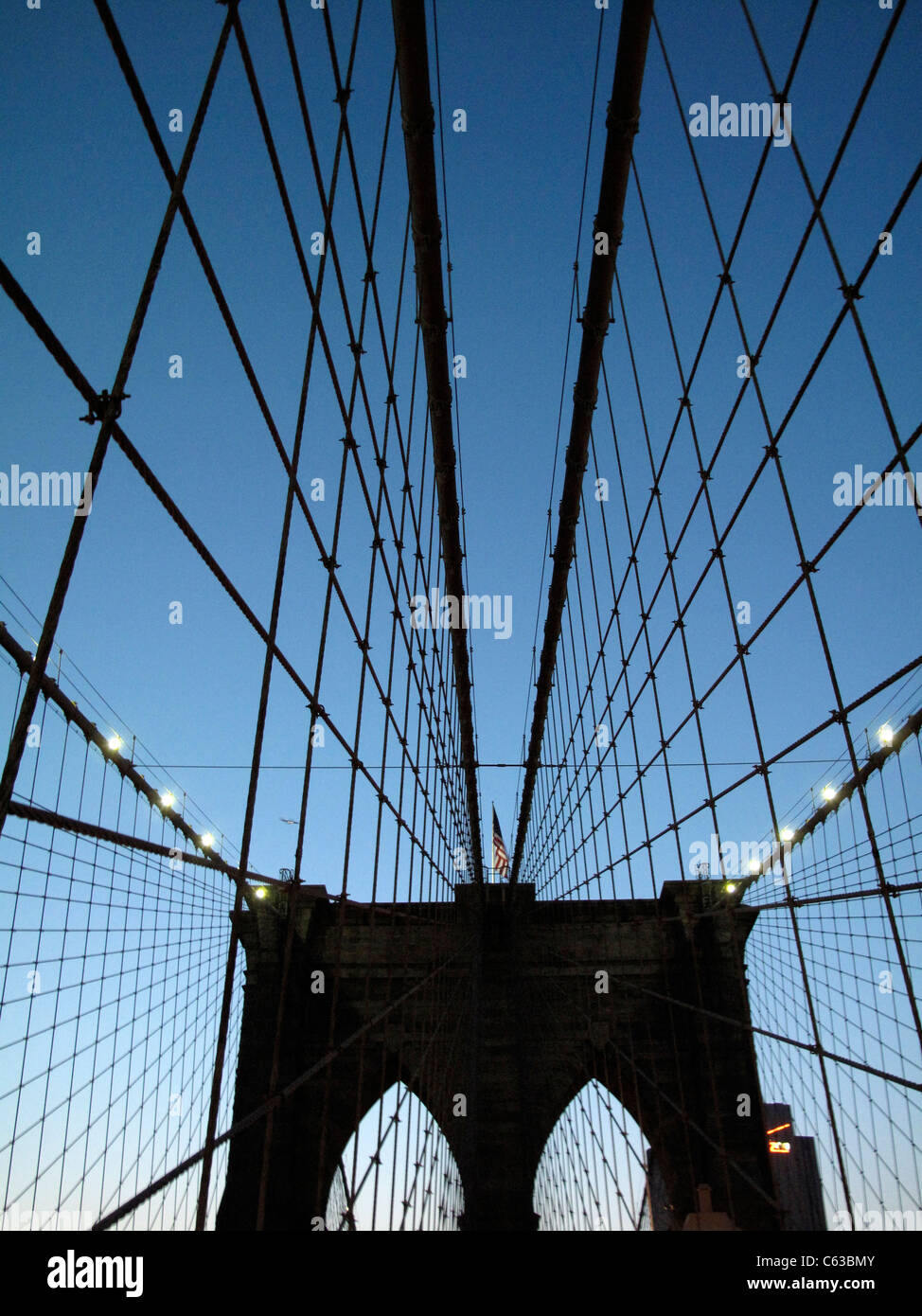 Close-up du pont de Brooklyn, New York Banque D'Images