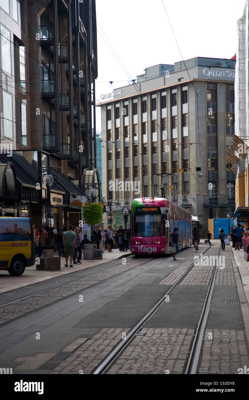 Tram à Genève Banque D'Images