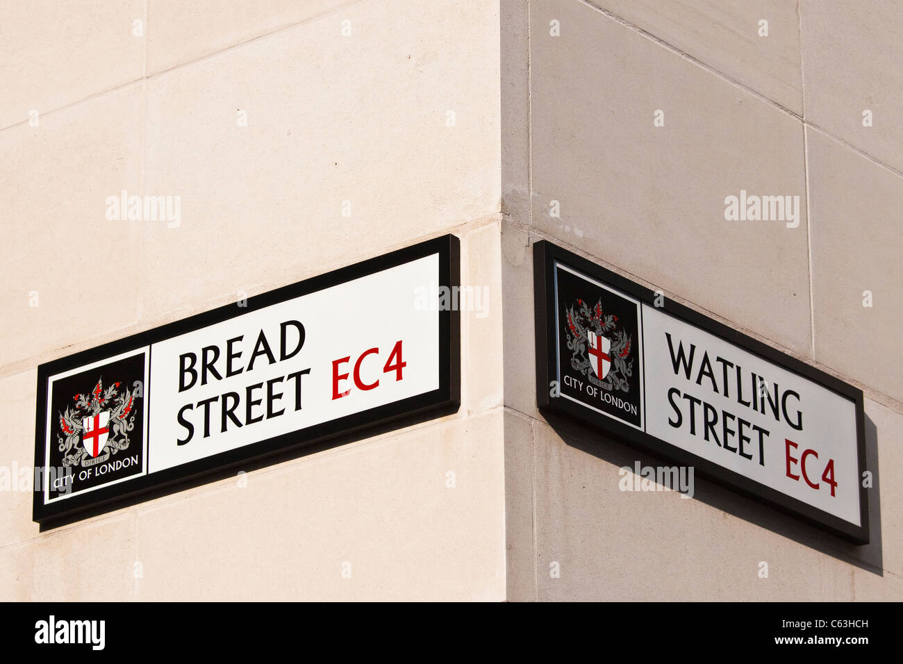 Watling Street & Bread Street EC4 street sign Banque D'Images