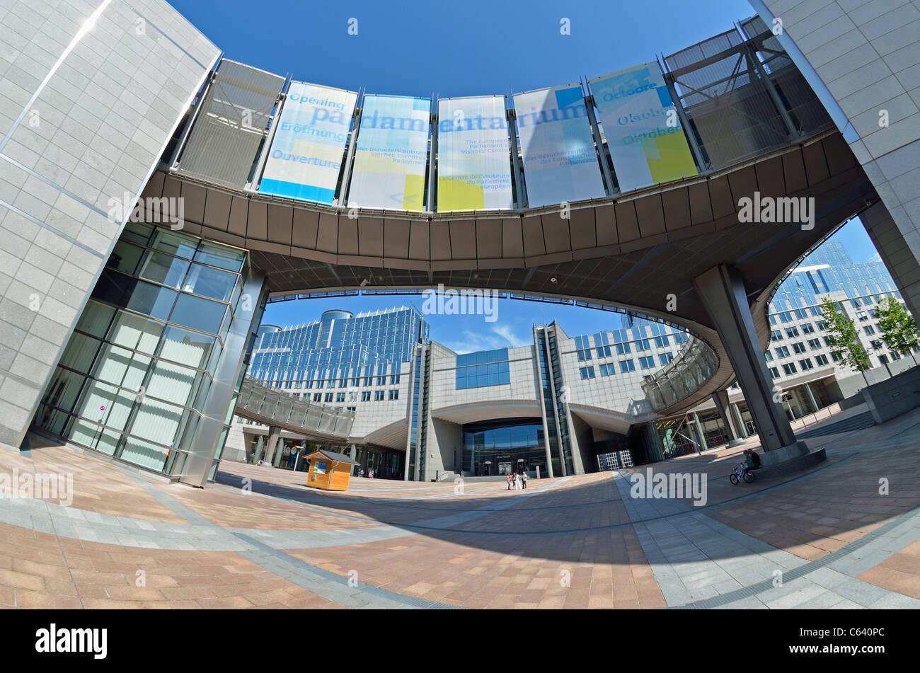 Bruxelles / Bruxelles, Belgique. Bâtiment du Parlement européen (1993) Entrée du bâtiment Altiero Spinelli Banque D'Images