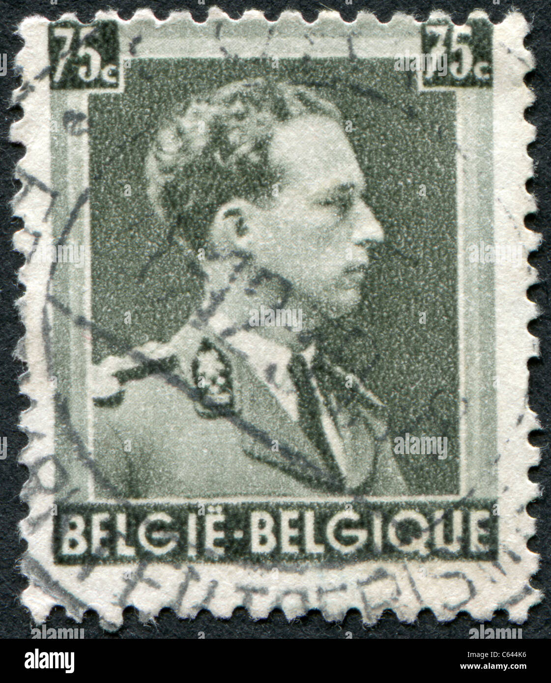 Belgique - 1938 : timbre imprimé en Belgique, indique Léopold III de Belgique Banque D'Images