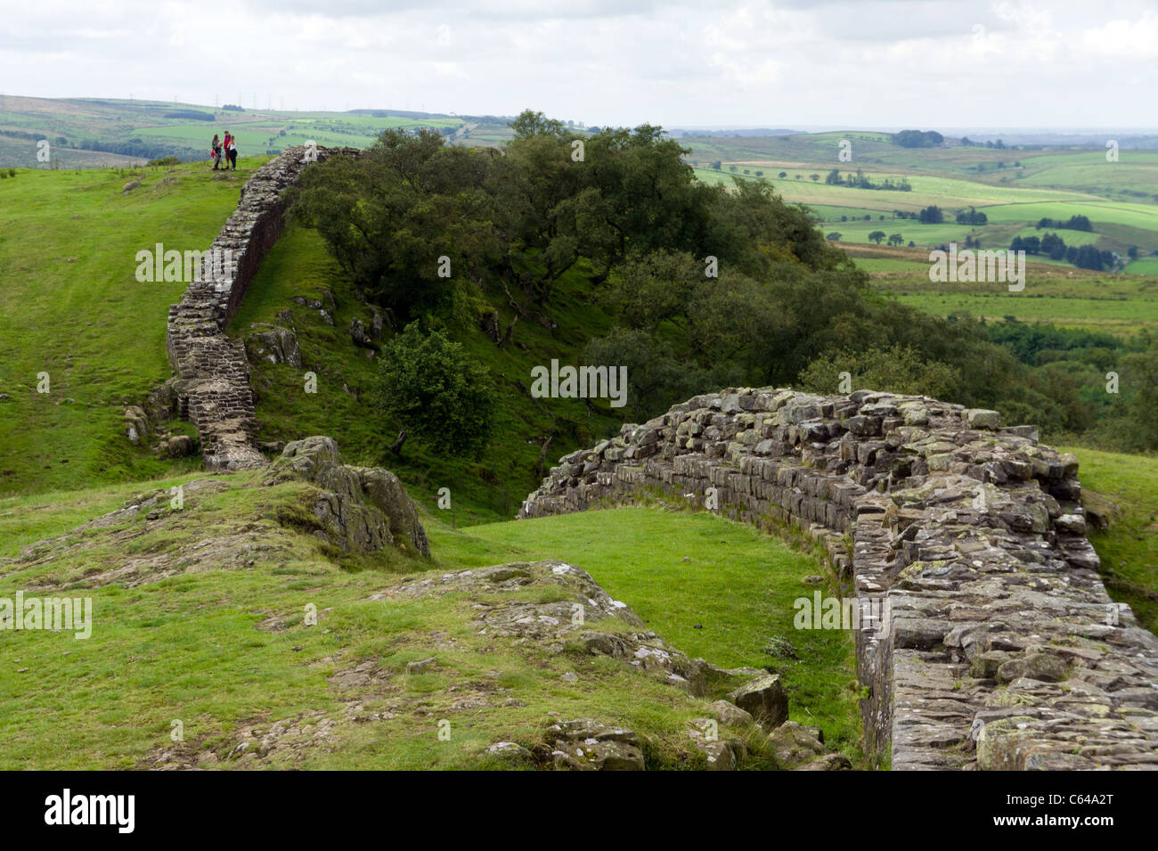 Mur d'Hadrien, Walltown rochers escarpés, Greenhead, Northumberland, England, UK Banque D'Images