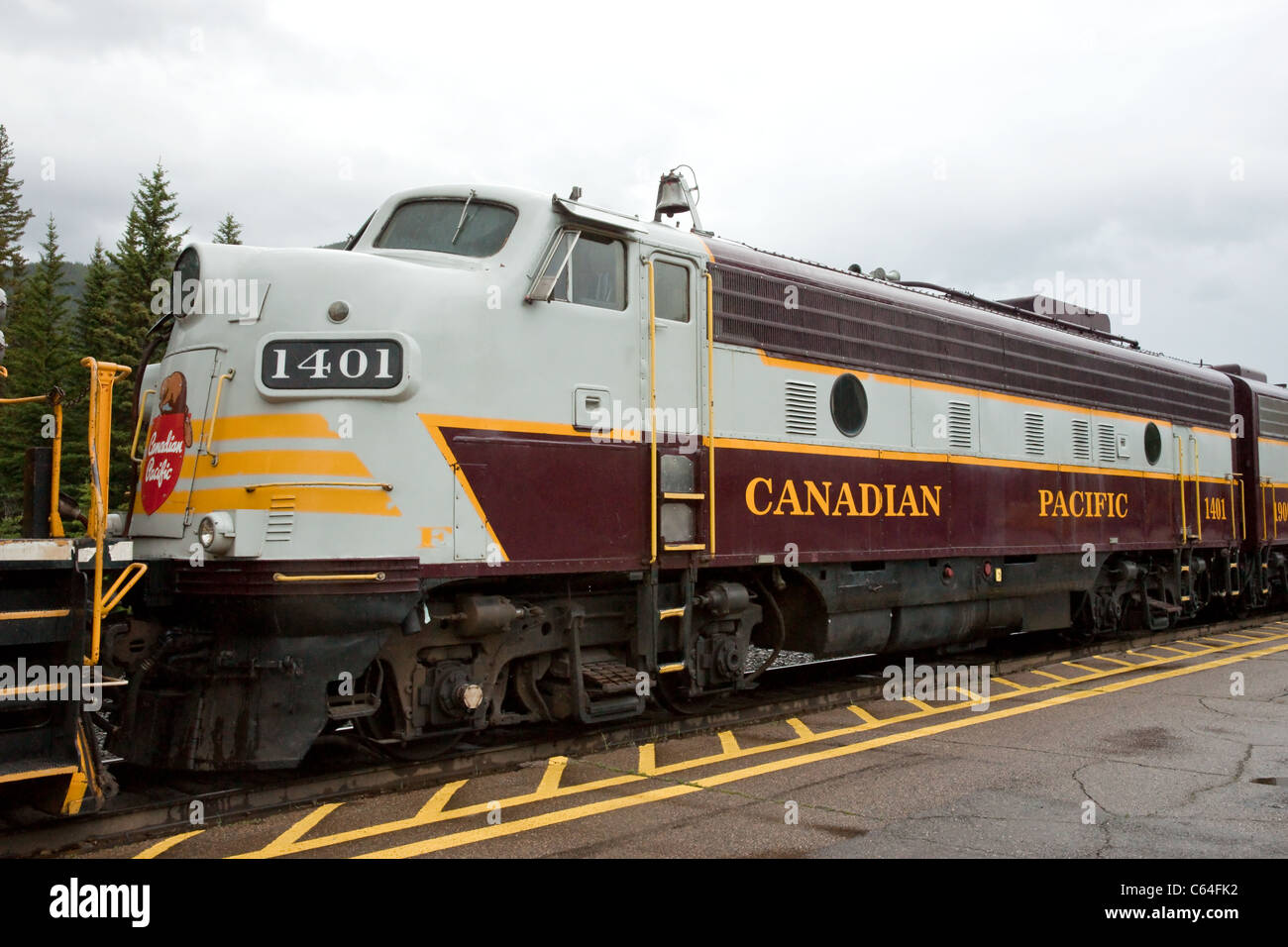 Le Canadien Pacifique F.derrière le moteur à vapeur Royal Canadien Pacifique à Banff, Alberta, Canada Banque D'Images