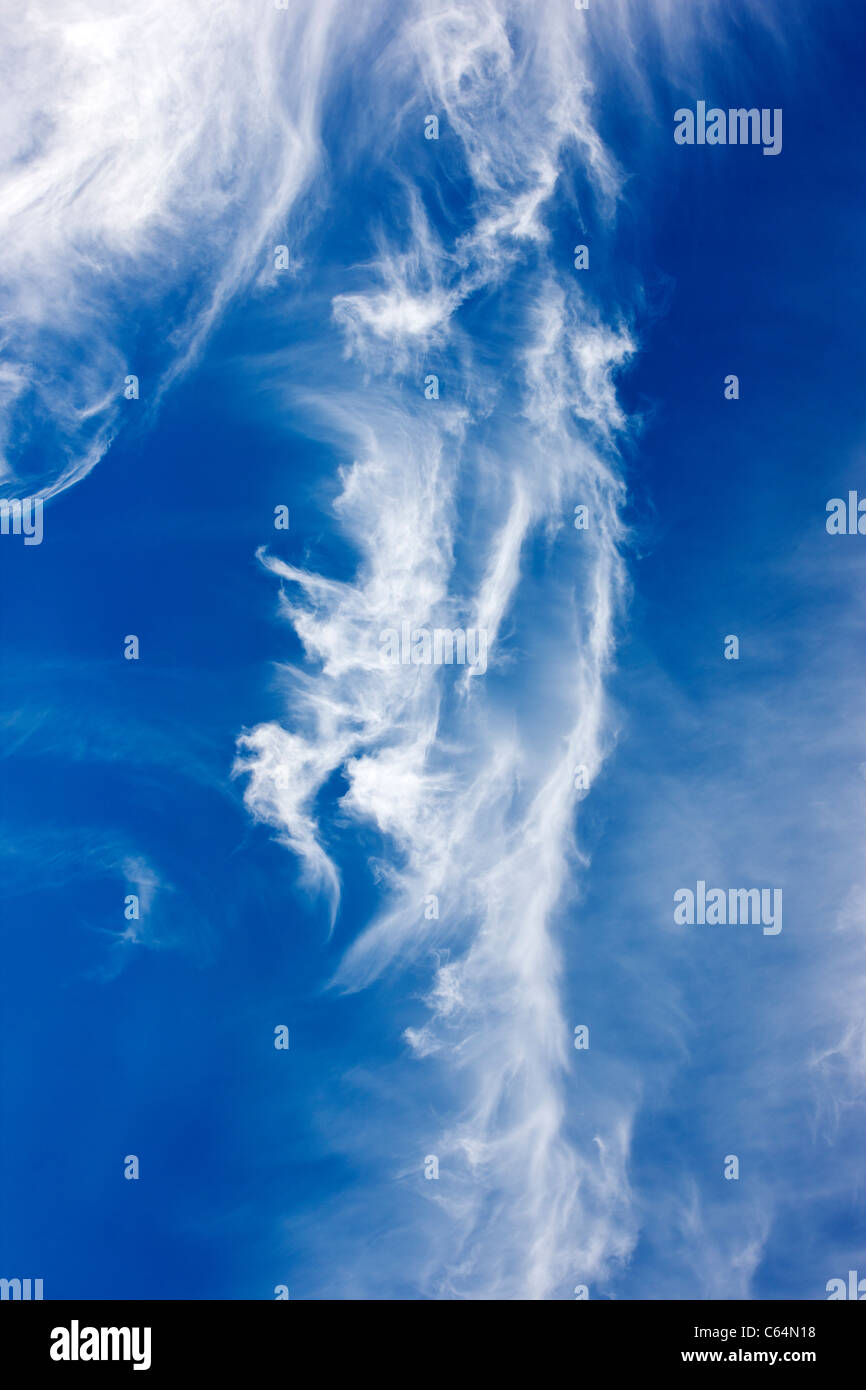 Nuages contre un ciel bleu au Colorado. Banque D'Images