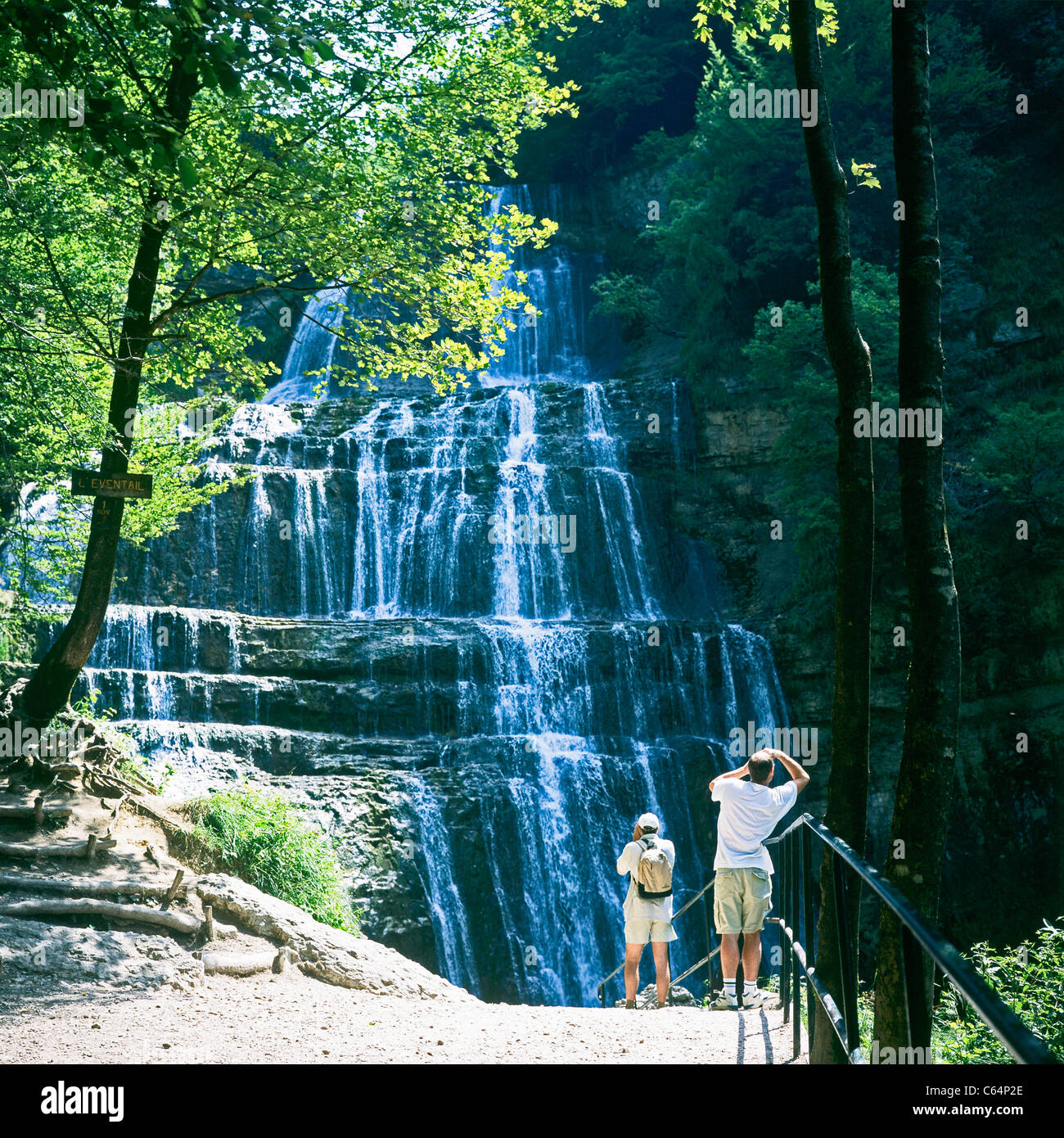 'Cascade de l'éventail' fan's chute d'eau à 'Cascades du Hérisson cascades du Hérisson', Doucier, Jura, Franche-Comté, France Europe Banque D'Images 'Cascade de l'éventail' fan's chute d'eau à 'Cascades du Hérisson cascades du Hérisson', Doucier, Jura, Franche-Comté, France Europe Banque D'Images