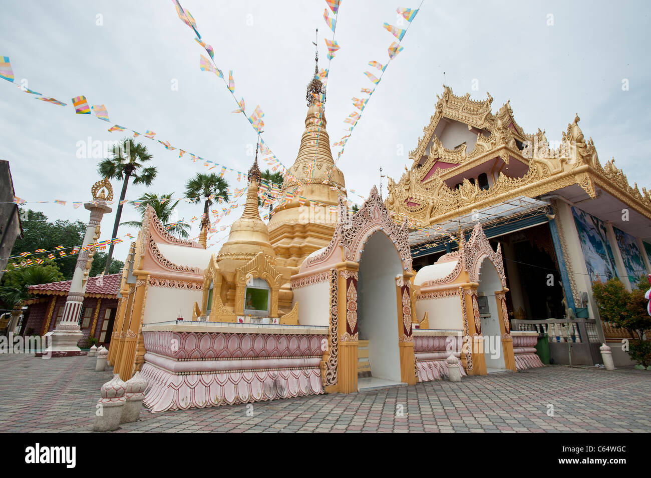 Temple de Dhammikarama, George Town, Penang Banque D'Images