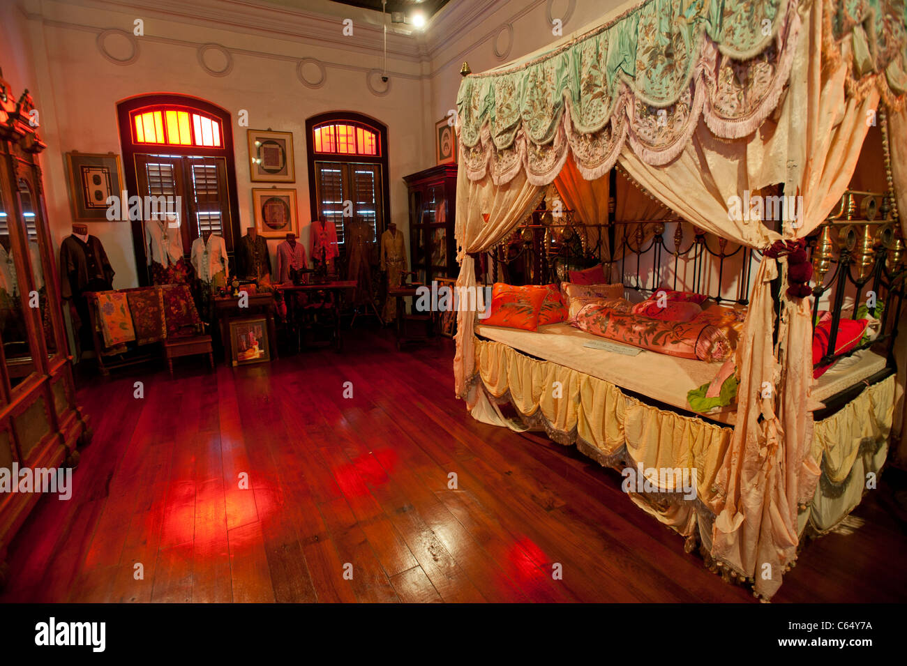 Chambre à coucher dans le Peranakan, George Town, Penang Malaisie Banque D'Images