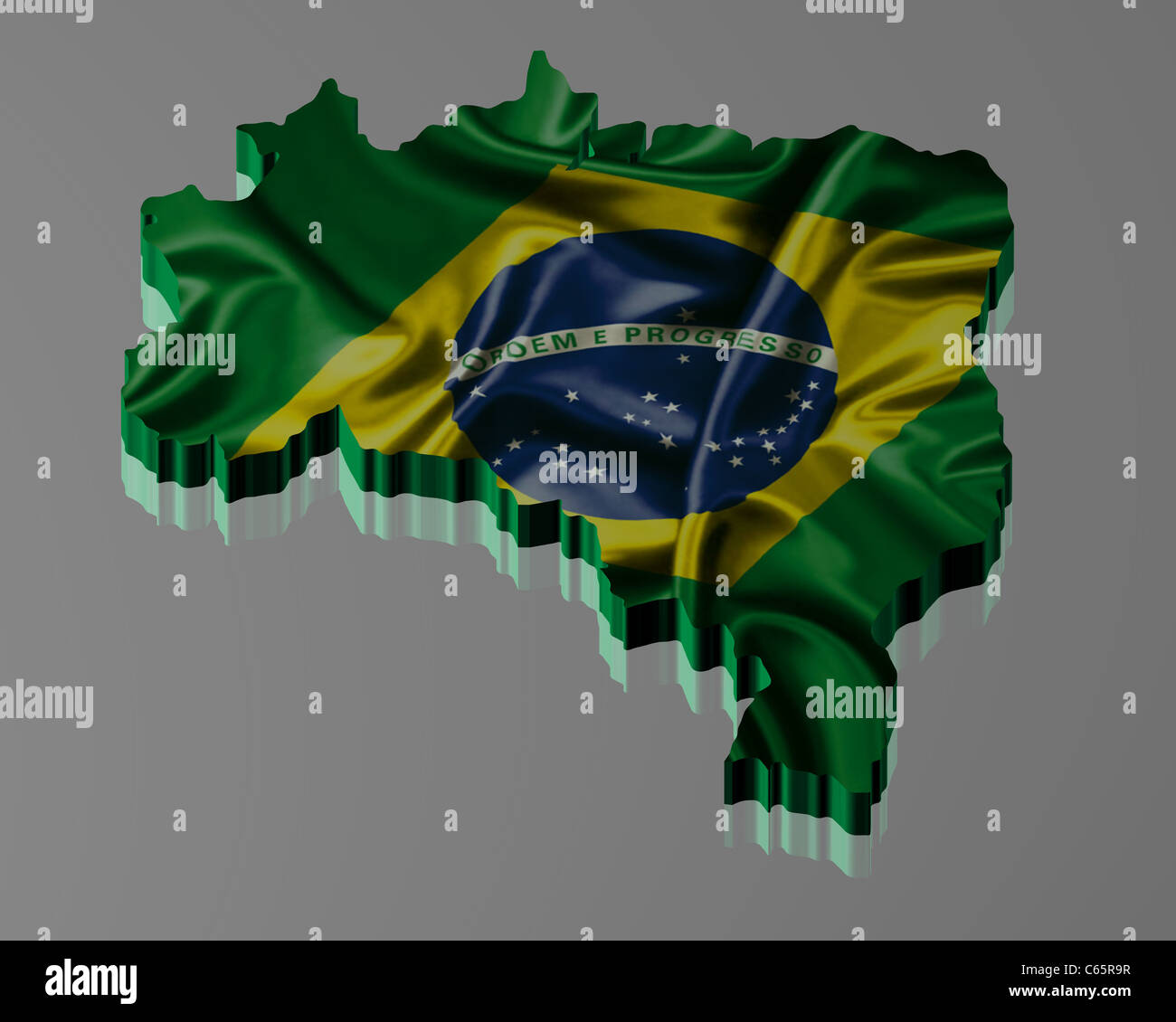 Brésil site rendues avec drapeau brésilien sur la carte Banque D'Images