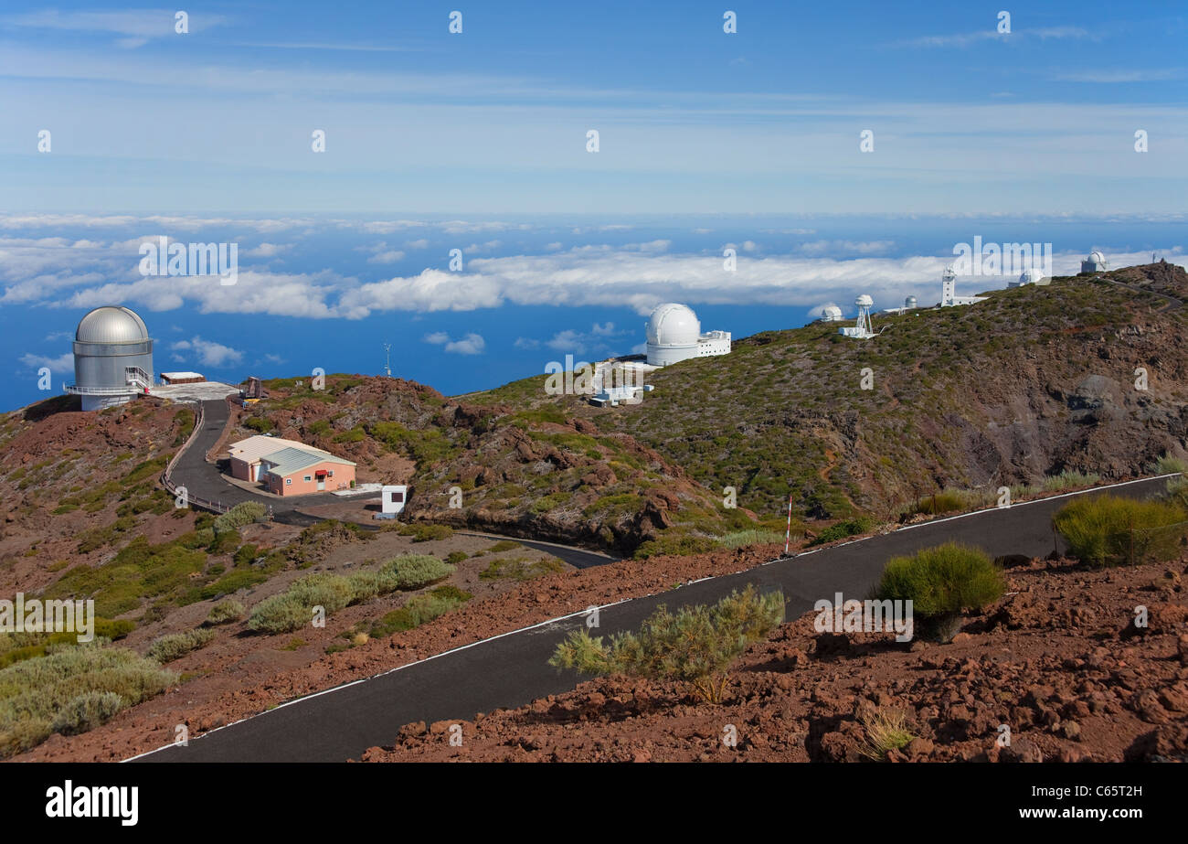Observatoire astronomique sur haut de Roque de los Muchachos, Parque Nacional de la Caldera de Taburiente, l'île de La Palma, Canary Islands, Spain, Europe Banque D'Images