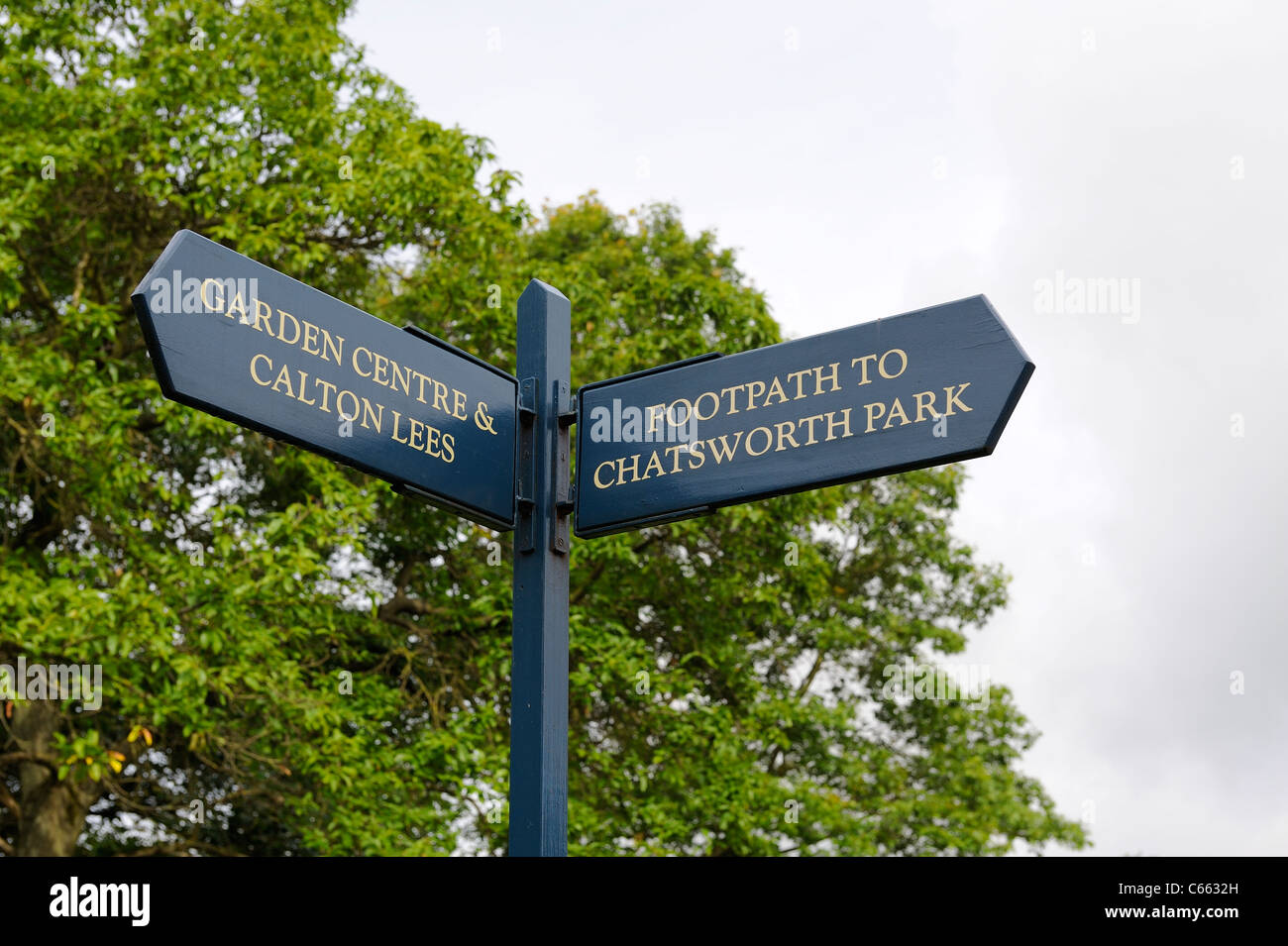 Chatsworth park estate signe derbyshire england uk Banque D'Images