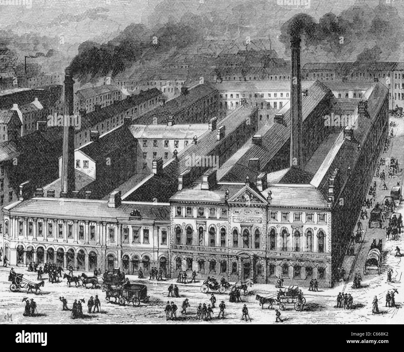 'Travaille à Sheffield'. Illustration dans un magazine américain imprimé en 1884. Banque D'Images