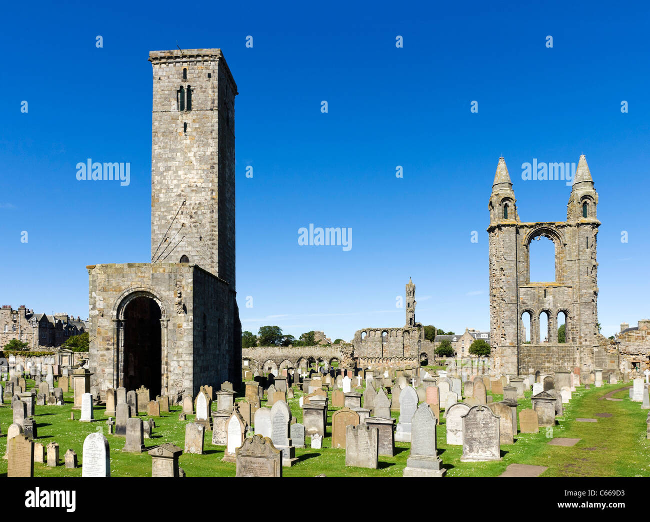 Ruines de la cathédrale de St Andrews, St Andrews, Fife, Scotland, UK Banque D'Images