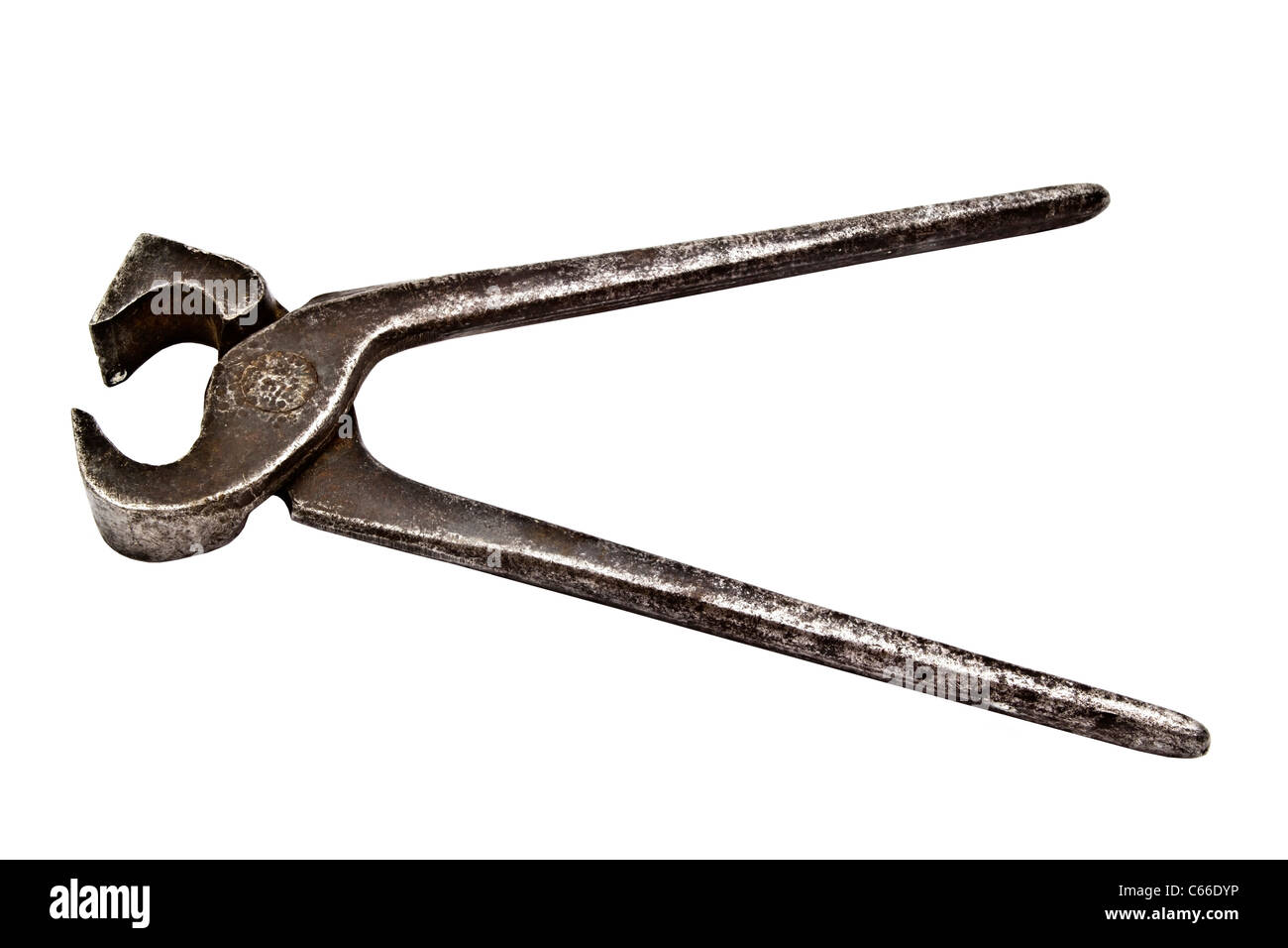 Une vieille clé dynamométrique isolé sur fond blanc libre Banque D'Images