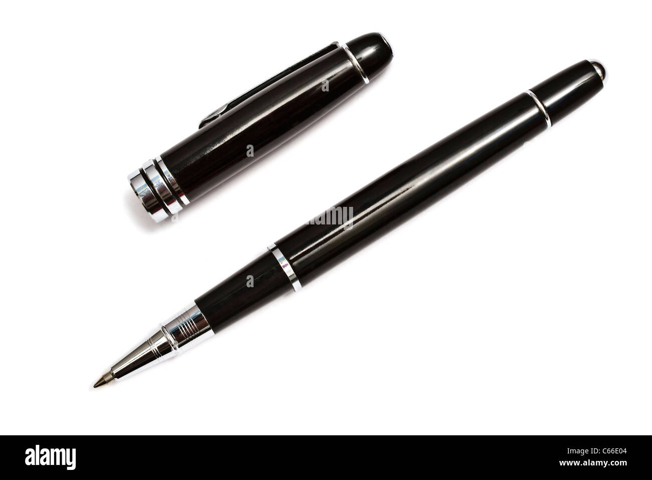 Stylo à bille noir isolé sur fond blanc Banque D'Images