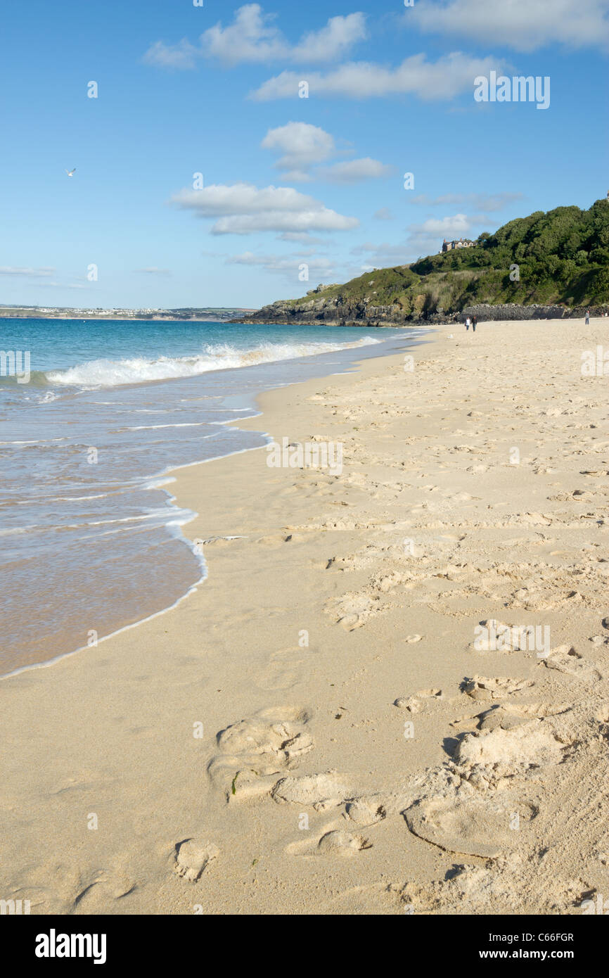 La plage de Porthminster sandy shore à St Ives, Cornwall, UK. Banque D'Images