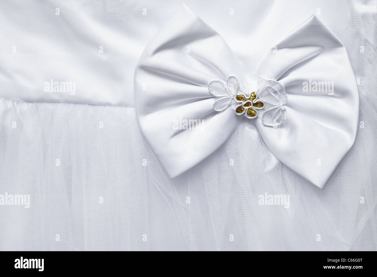 Big bow de décoration de la robe blanche - contexte Banque D'Images
