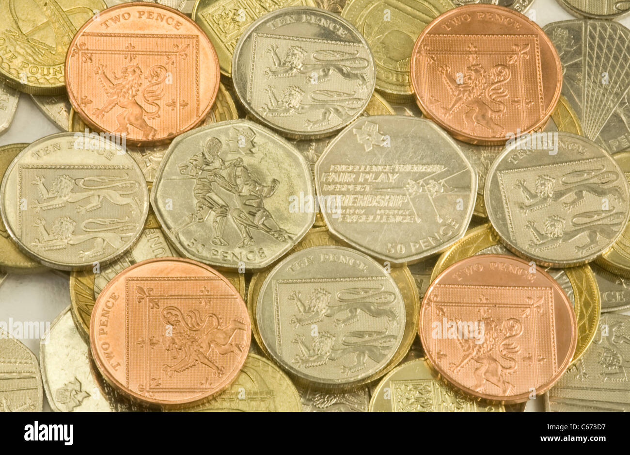 Coin, changement, isolated on white Banque D'Images