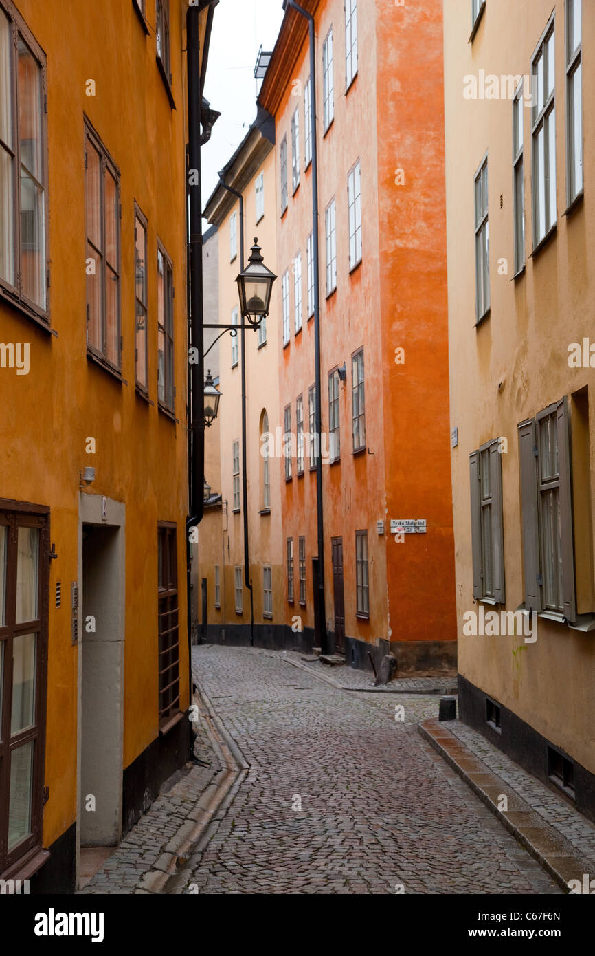 Bâtiments colorés dans la vieille ville (Gamla Stan) de Stockholm, Suède Banque D'Images