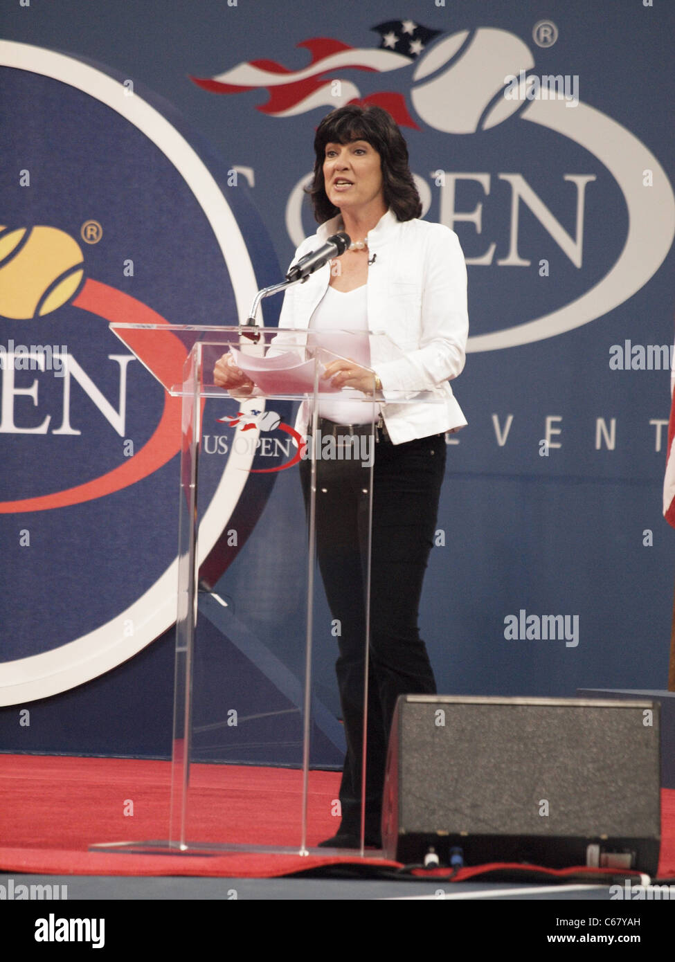 Christiane Amanpour présents pour l'US Open 2010 Cérémonie d'ouverture, l'USTA Billie Jean King National Tennis Center, le rinçage, NY Le 30 août 2010. Photo par : Rob riche/Everett Collection Banque D'Images