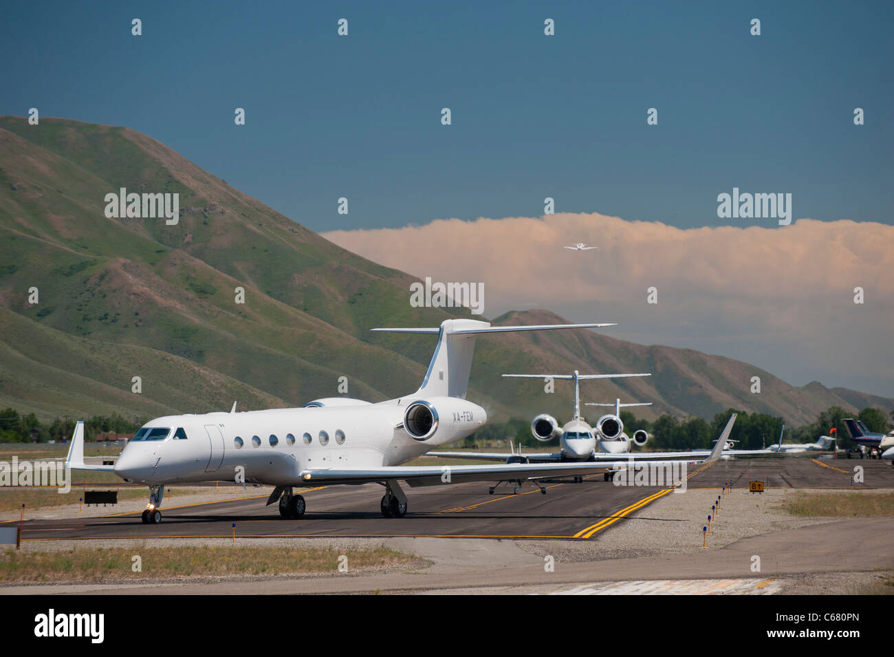 En attente pour le décollage des avions à Sun Valley Idaho Banque D'Images