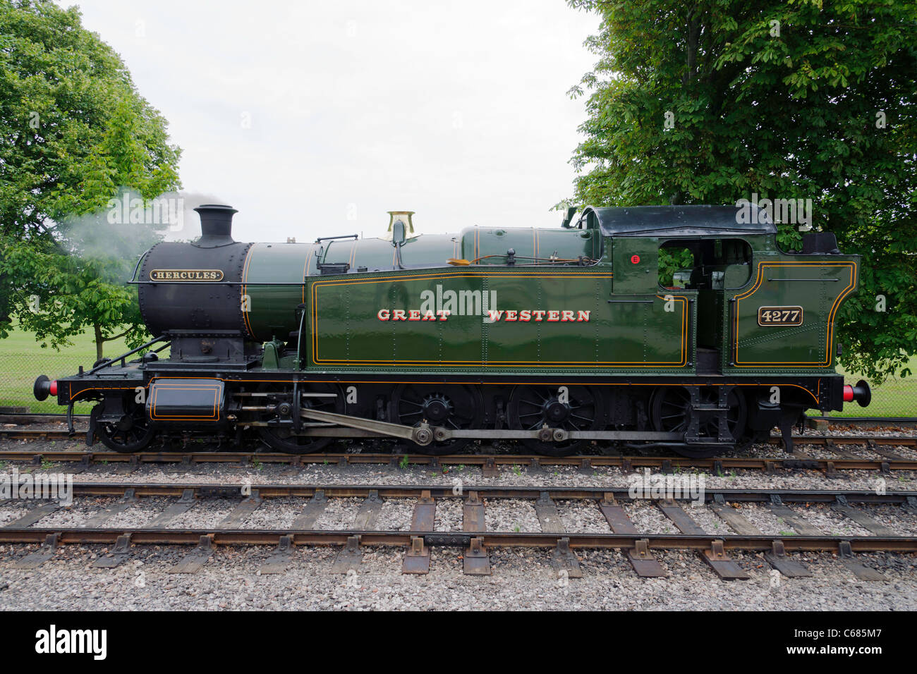 Great Western Railway locomotive à vapeur 4277 Hercules station Paignton south devon UK Banque D'Images