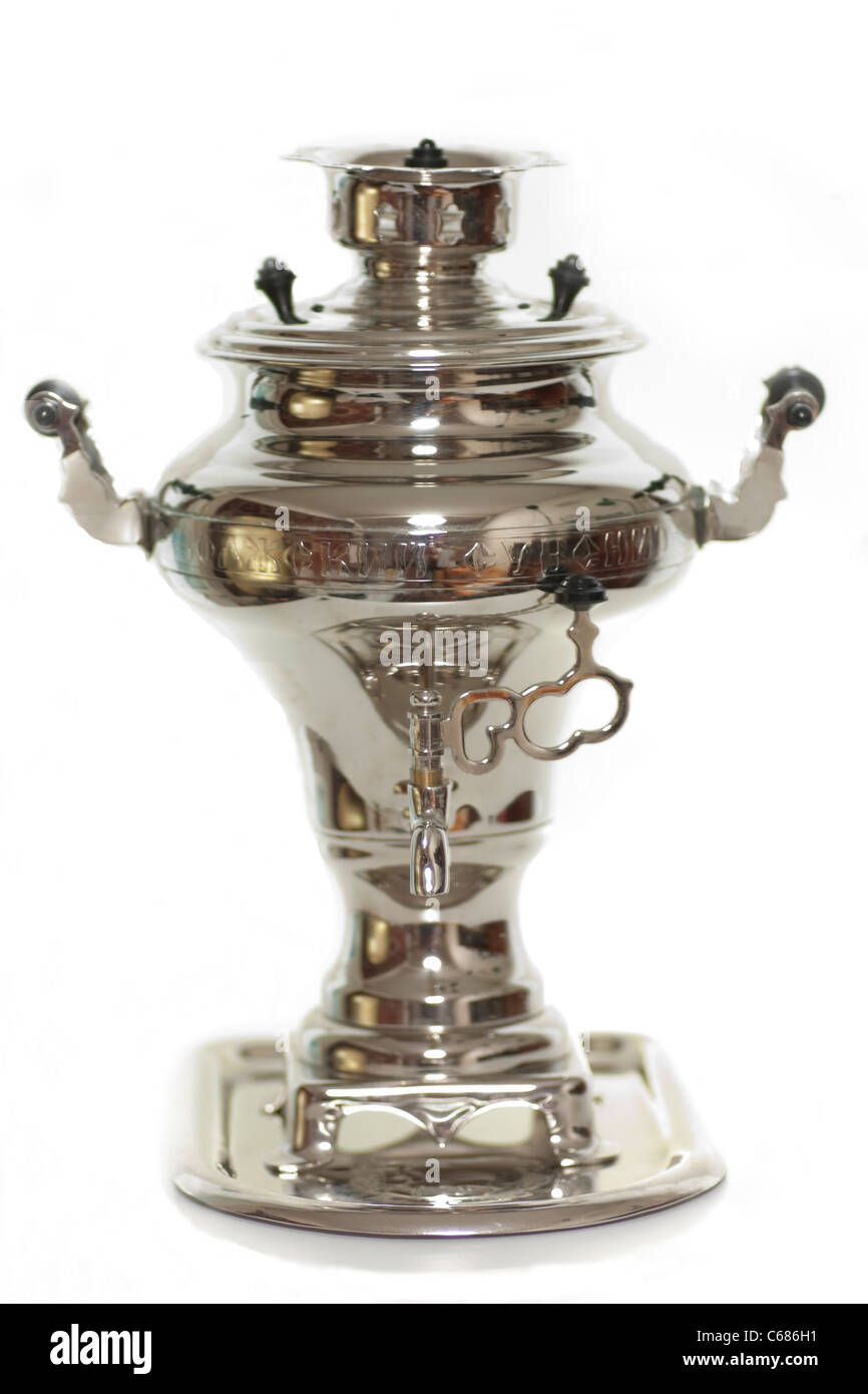 Samovar en argent russe Banque D'Images