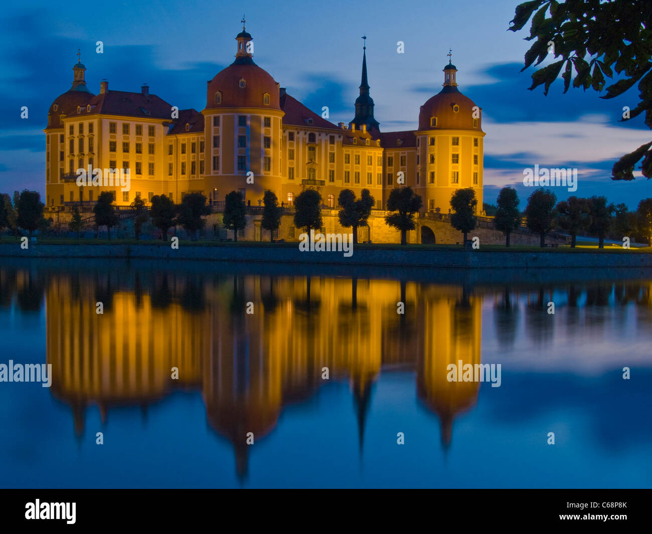 Château de Moritzburg, pavillon de chasse baroque de Saxe Auguste le Fort King près de Dresde, Saxe, Allemagne, Europe Banque D'Images