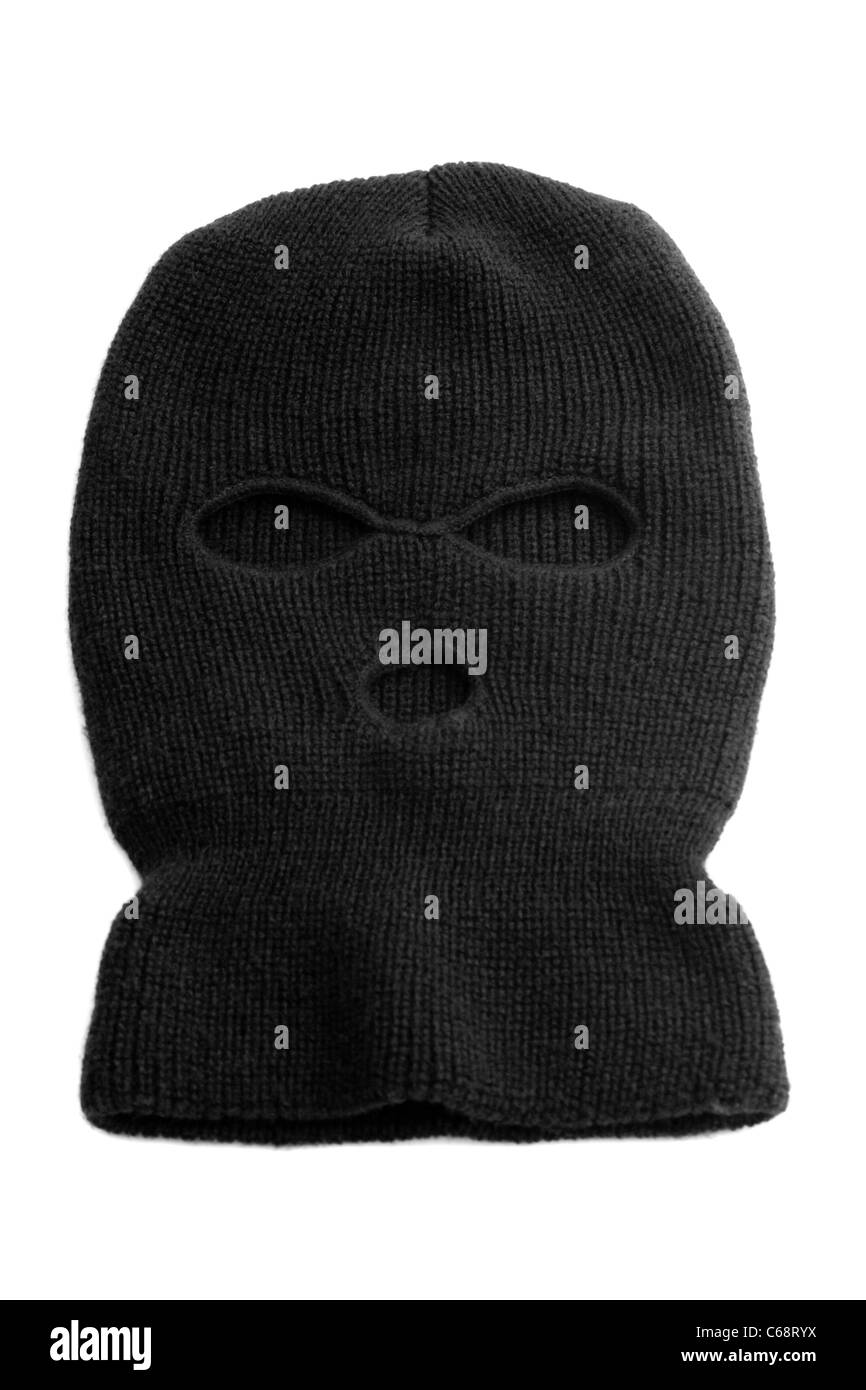 Black masque de ski alias Balaclava isolated on white Banque D'Images