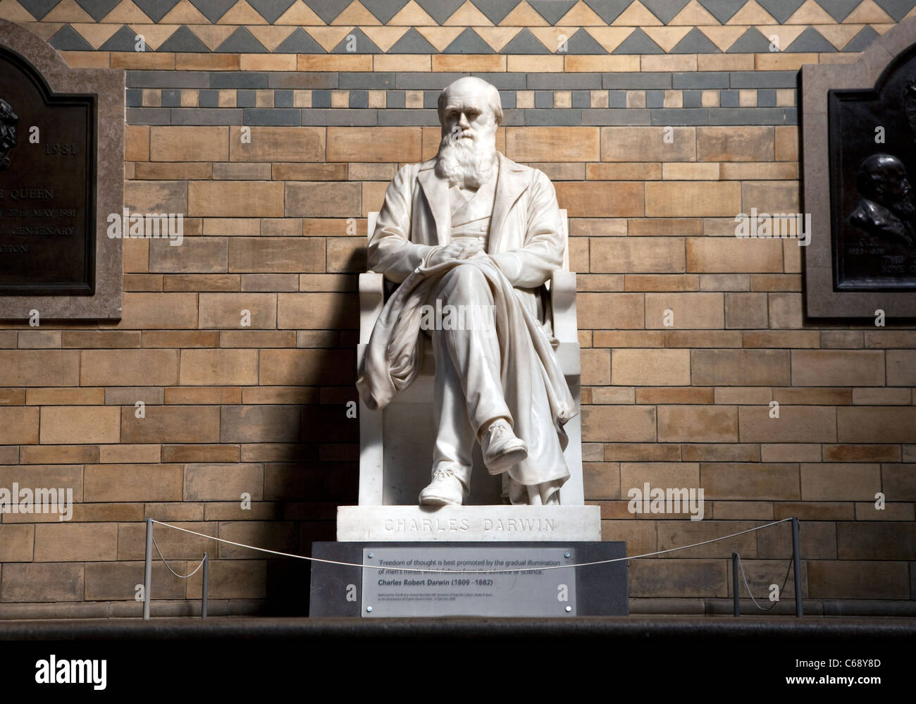 Charles Darwin sculpture au Natural History Museum, Londres Banque D'Images
