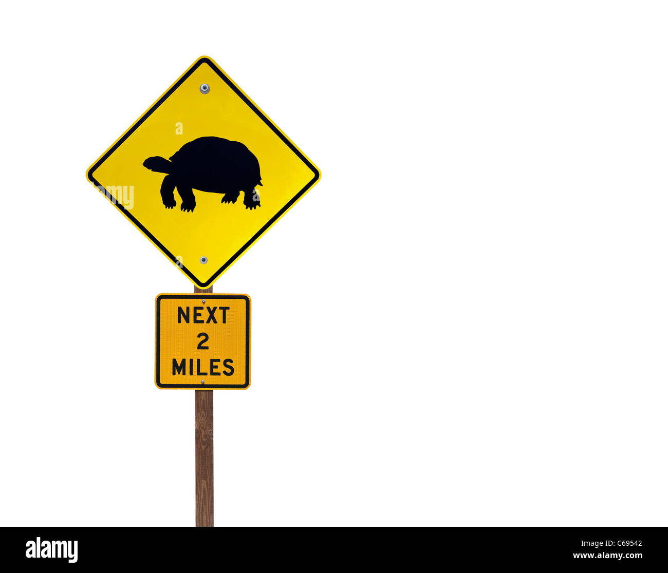 Attention tortue du désert panneau routier profondément dans le désert du Nevada. Banque D'Images