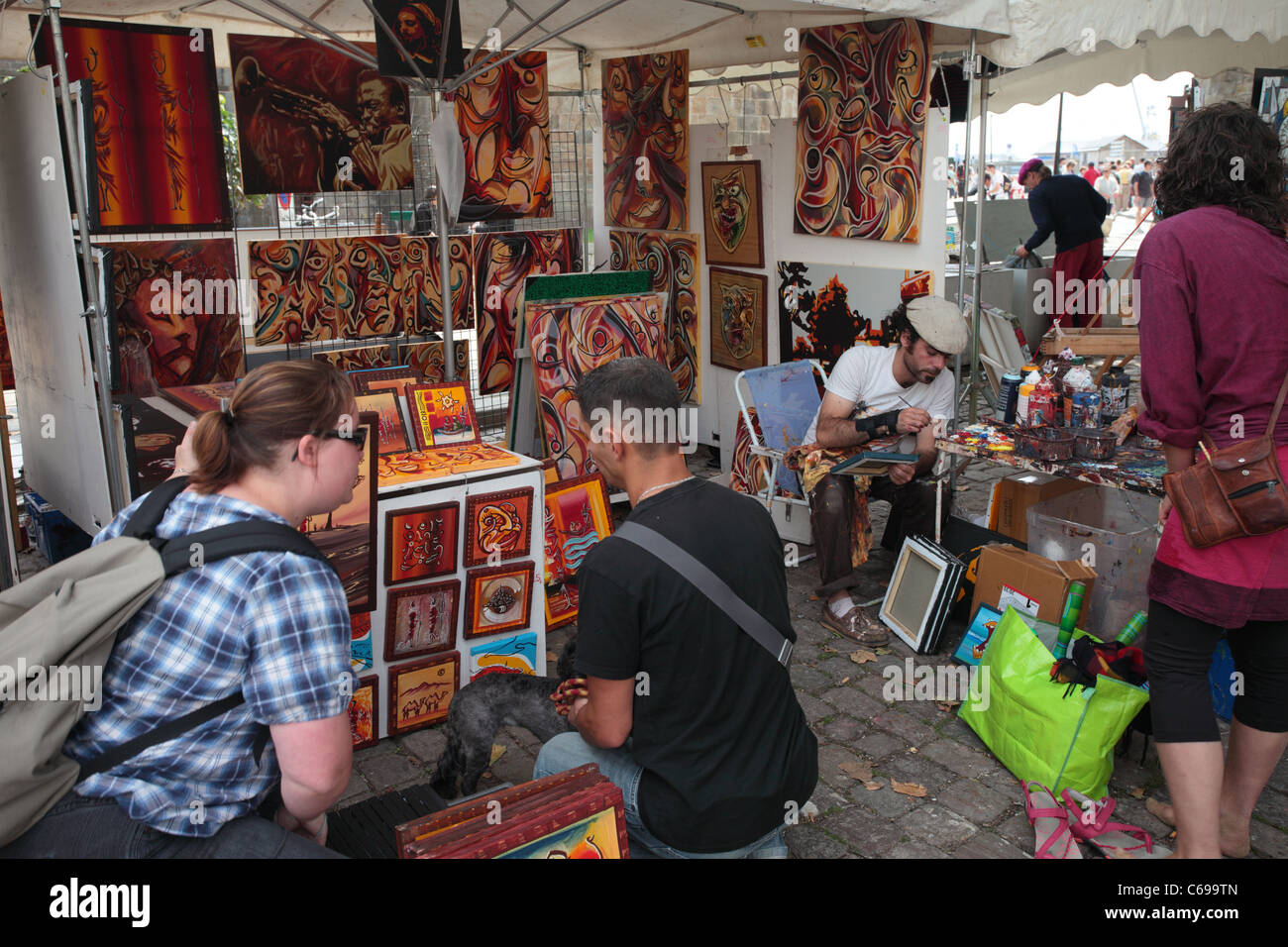 Marché de l'art, st malo, Bretagne, France Banque D'Images