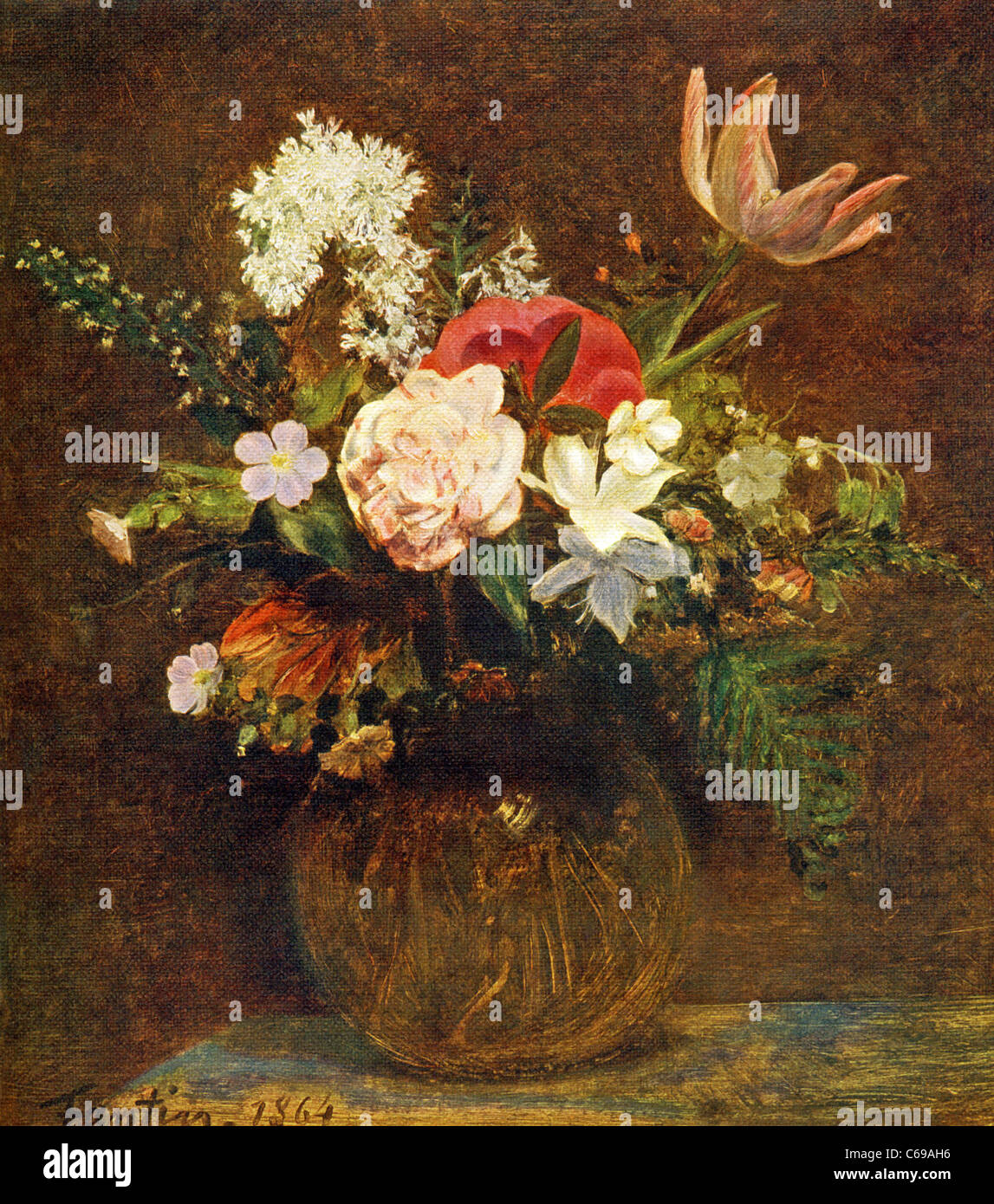 Fleurs a été peint par Jean-Honore Fragonard et fait partie de la collection Wallace à Londres. Banque D'Images