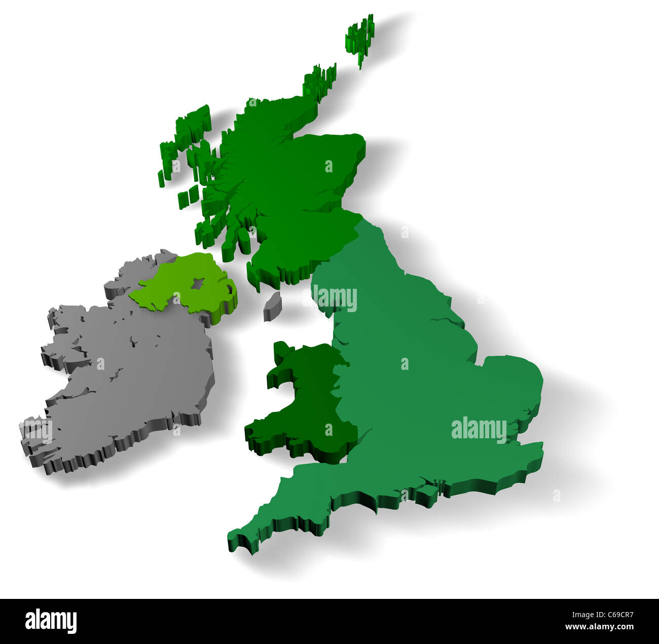 Illustration du Royaume-Uni de Grande-Bretagne et République d'Irlande sur fond blanc Banque D'Images