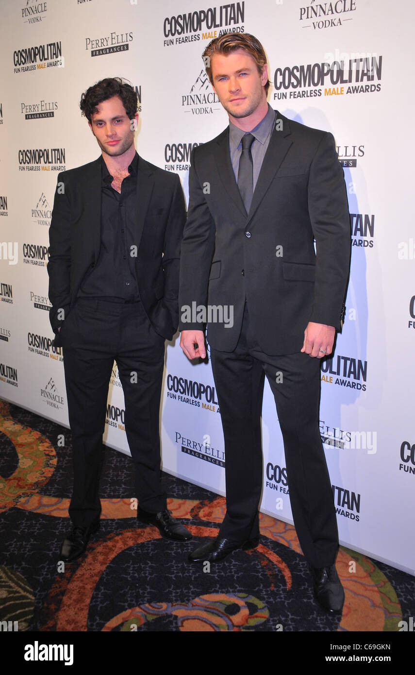 Penn Badgley, Chris Hemsworth aux arrivées pour amuser les hommes courageux cosmopolite de 2011, Parti de Bal Mandarin Oriental, New York, NY 7 Mars, 2011. Photo par : Gregorio T. Binuya/Everett Collection Banque D'Images