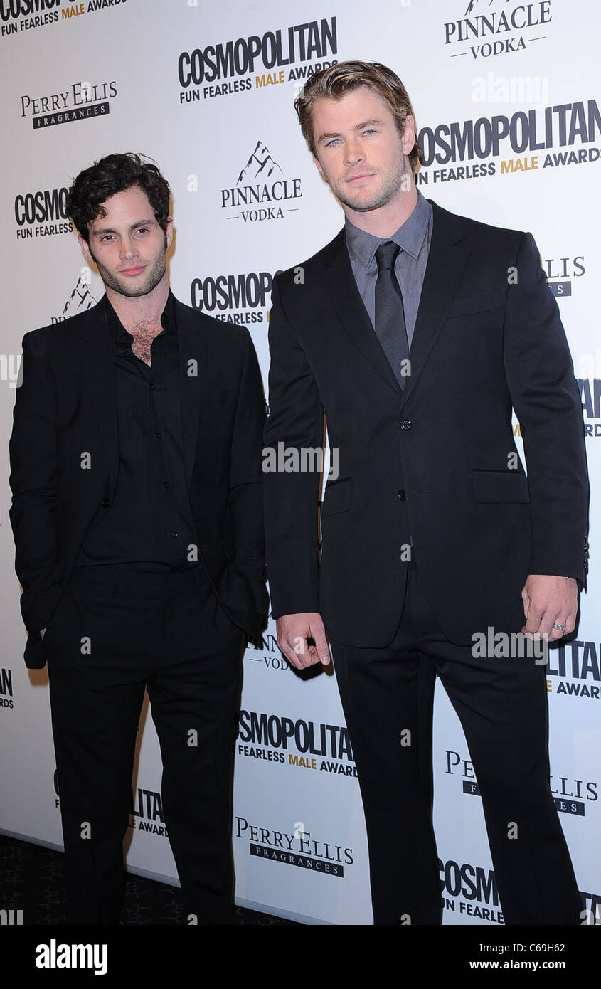 Penn Badgley, Chris Hemsworth aux arrivées pour amuser les hommes courageux cosmopolite de 2011, Parti de Bal Mandarin Oriental, New York, NY 7 Mars, 2011. Photo par : Kristin Callahan/Everett Collection Banque D'Images