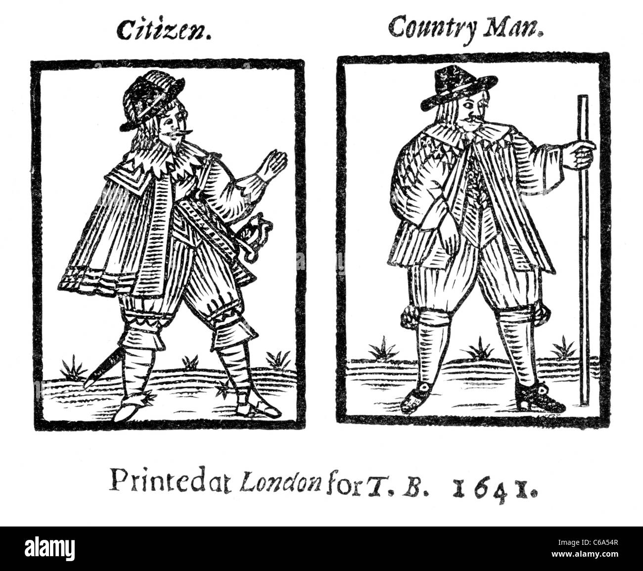 'Le Countryman's Care et la peur du citoyen' à partir d'un tract de 1641 ; noir et blanc Illustration Banque D'Images
