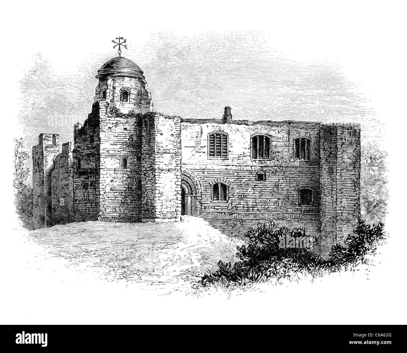 Colchester Castle ; 19e siècle ; noir et blanc Illustration Banque D'Images