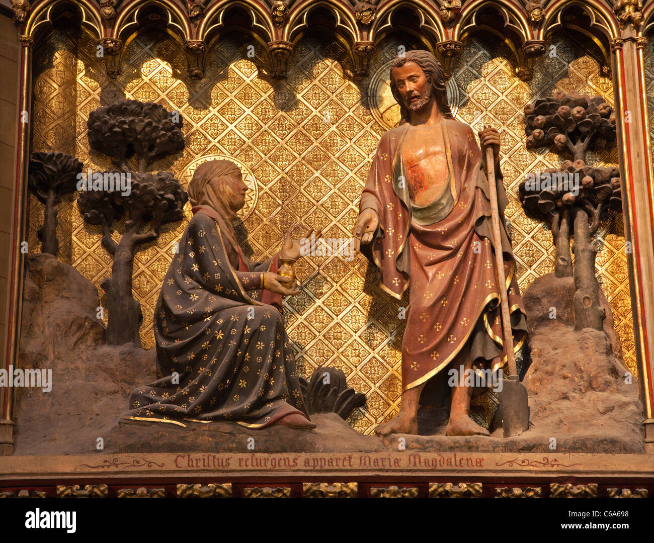 Le Christ et Marie Madeleine - exemption de la cathédrale Notre-Dame à Paris Banque D'Images