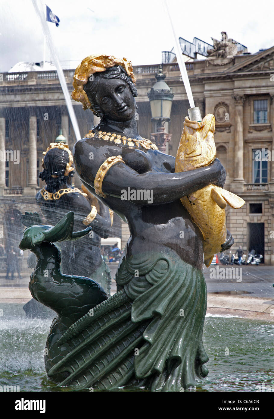 Paris - détail de fontaine de la Place de la Concorde Banque D'Images