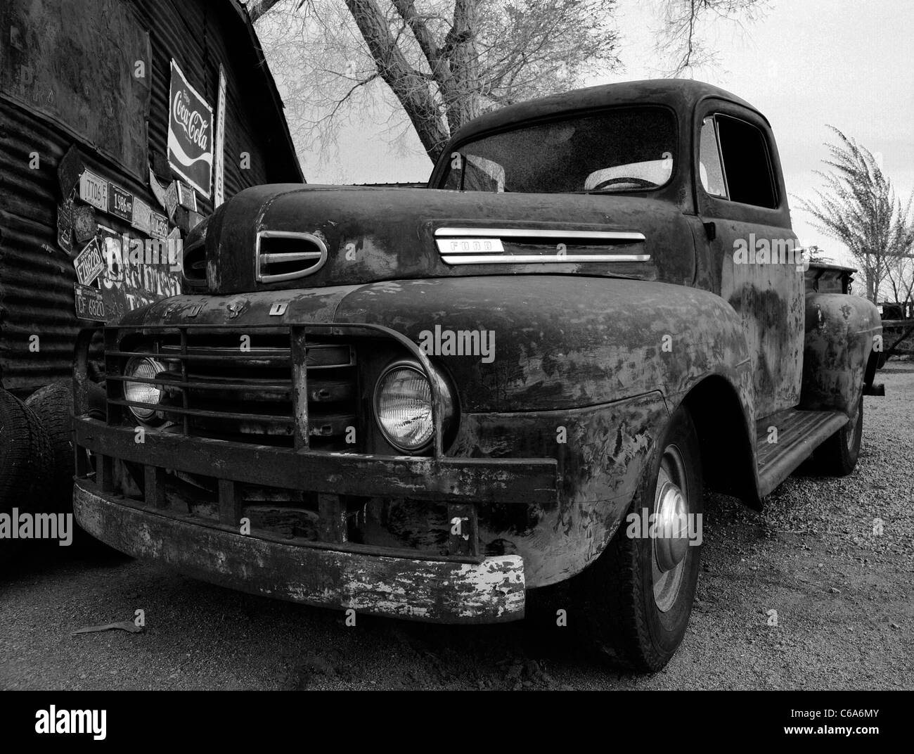 Vieille station d'essence/museum de micocoulier, sur la route 66. Endroit magnifique, l'impression de voyager dans le temps ! Banque D'Images