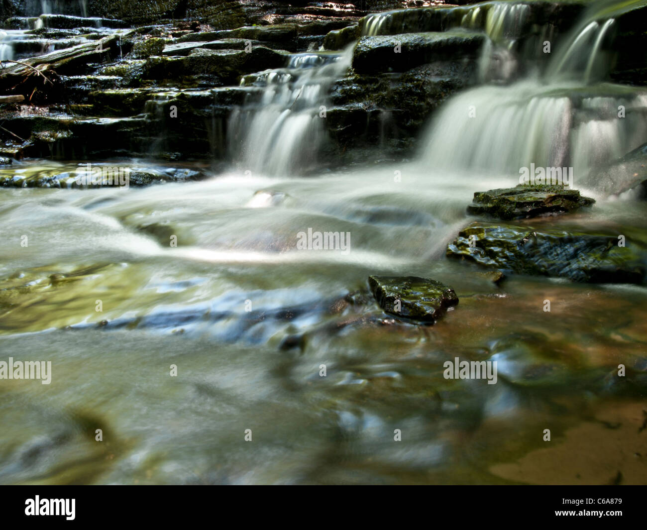 Close up de la Wagner Cascades près de Munising dans la Péninsule Supérieure du Michigan. Banque D'Images