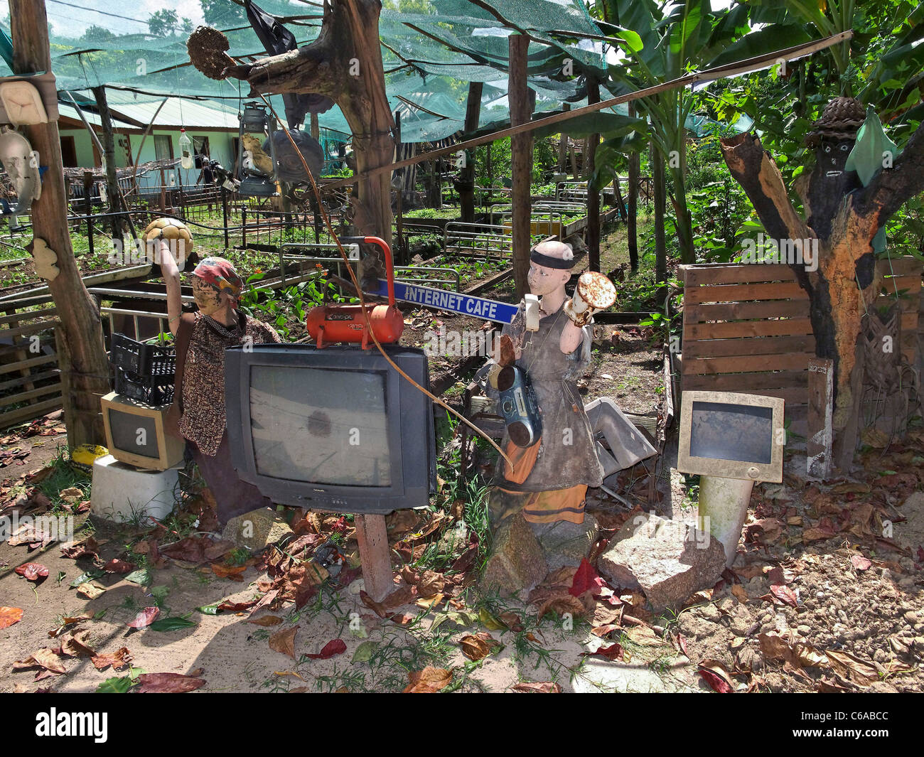 Internet Café, piscine, La Digue, Seychelles, océan Indien, Afrique Banque D'Images