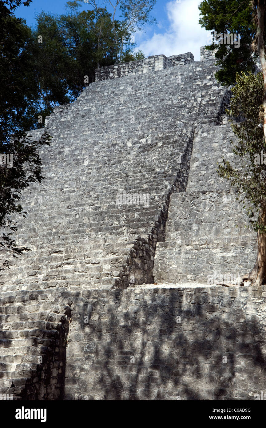 Étapes sur pyramide de Calakmul Banque D'Images