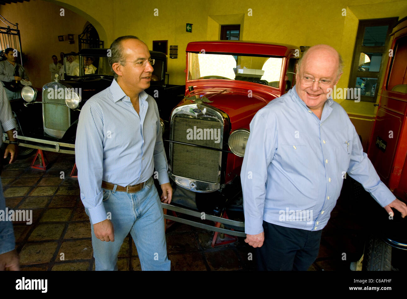Le Président Felipe Calderon visiter l'usine de tequila Jose Cuervo Banque D'Images
